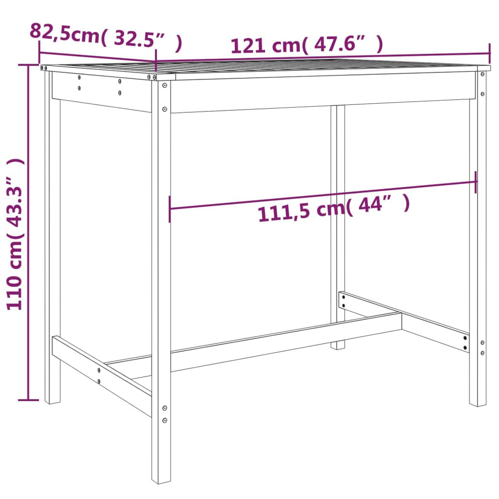 Tuintafel 121x82,5x110 cm massief grenenhout zwart MeubelReus