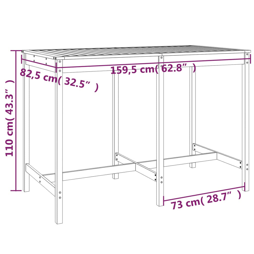 Tuintafel 159,5x82,5x110 cm massief grenenhout MeubelReus