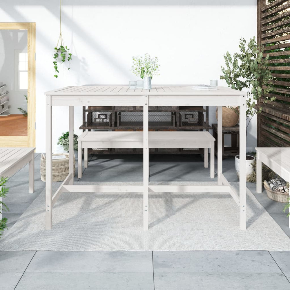 Tuintafel 159,5x82,5x110 cm massief grenenhout wit MeubelReus