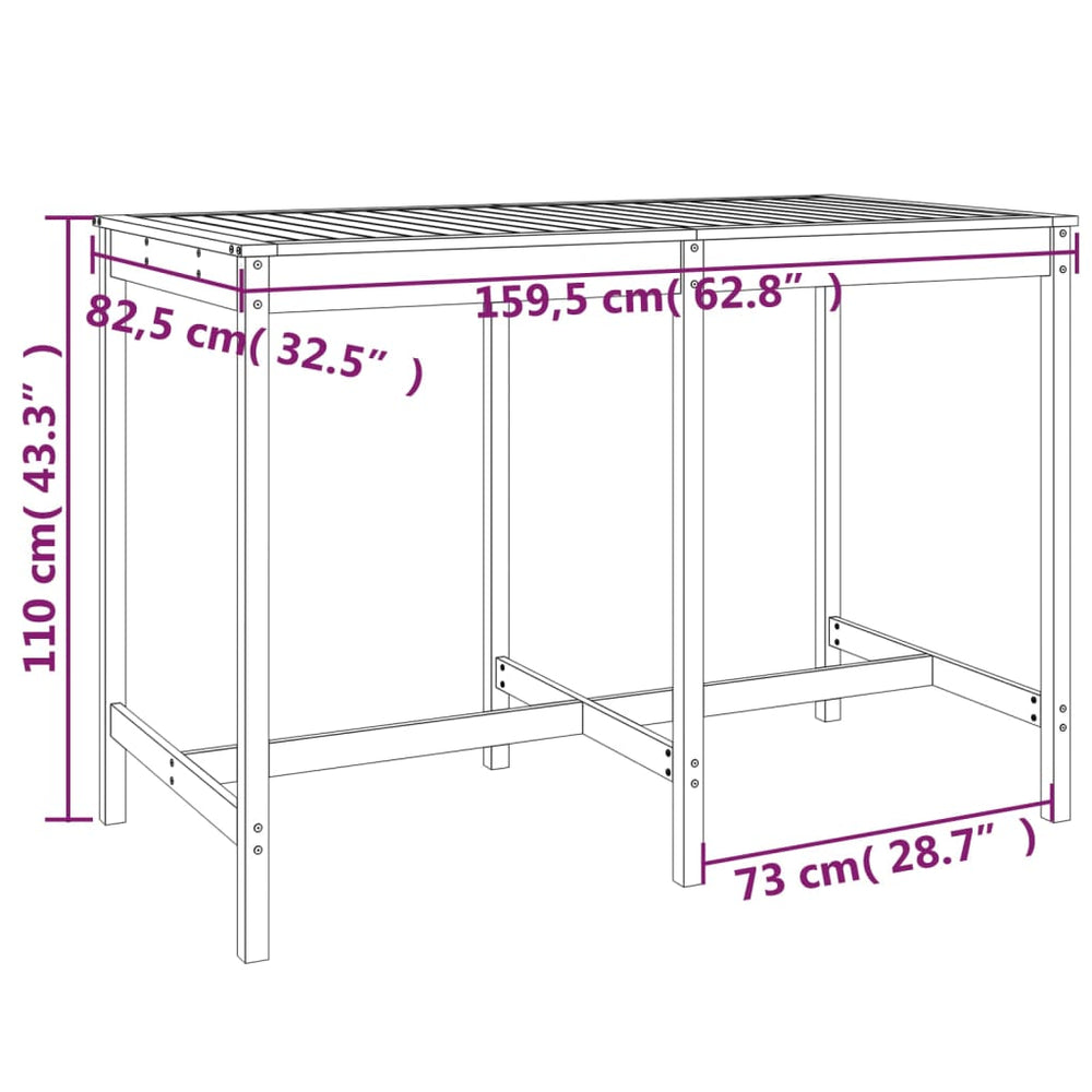 Tuintafel 159,5x82,5x110 cm massief grenenhout grijs MeubelReus