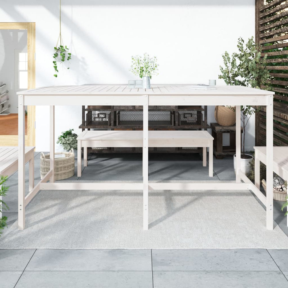 Tuintafel 203,5x90x110 cm massief grenenhout wit MeubelReus