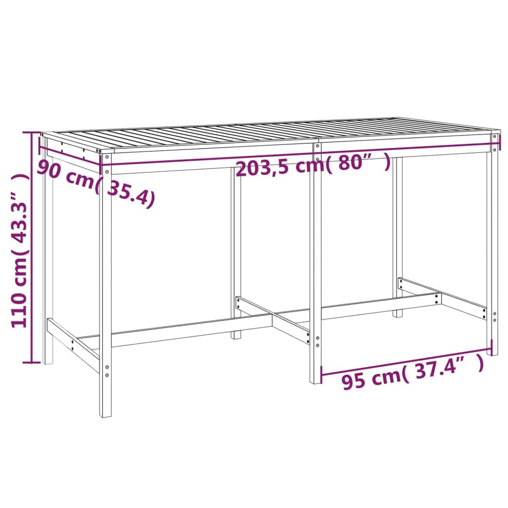 Tuintafel 203,5x90x110 cm massief grenenhout wit MeubelReus