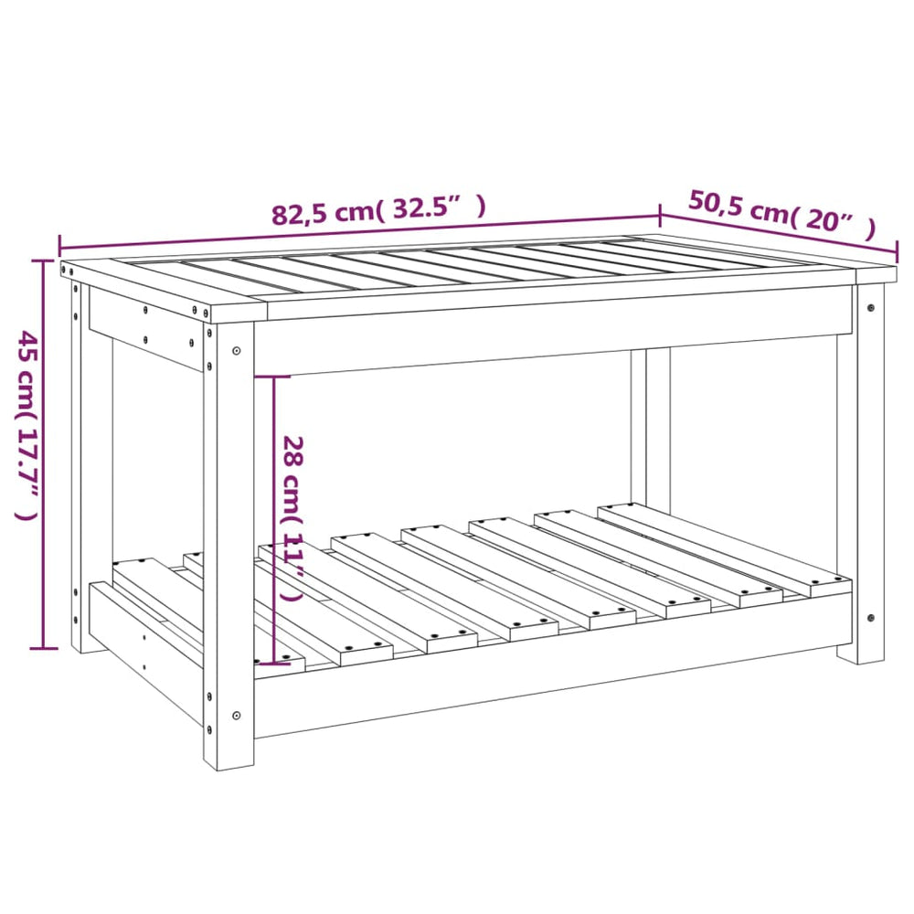 Tuintafel 82,5x50,5x45 cm massief grenenhout grijs MeubelReus