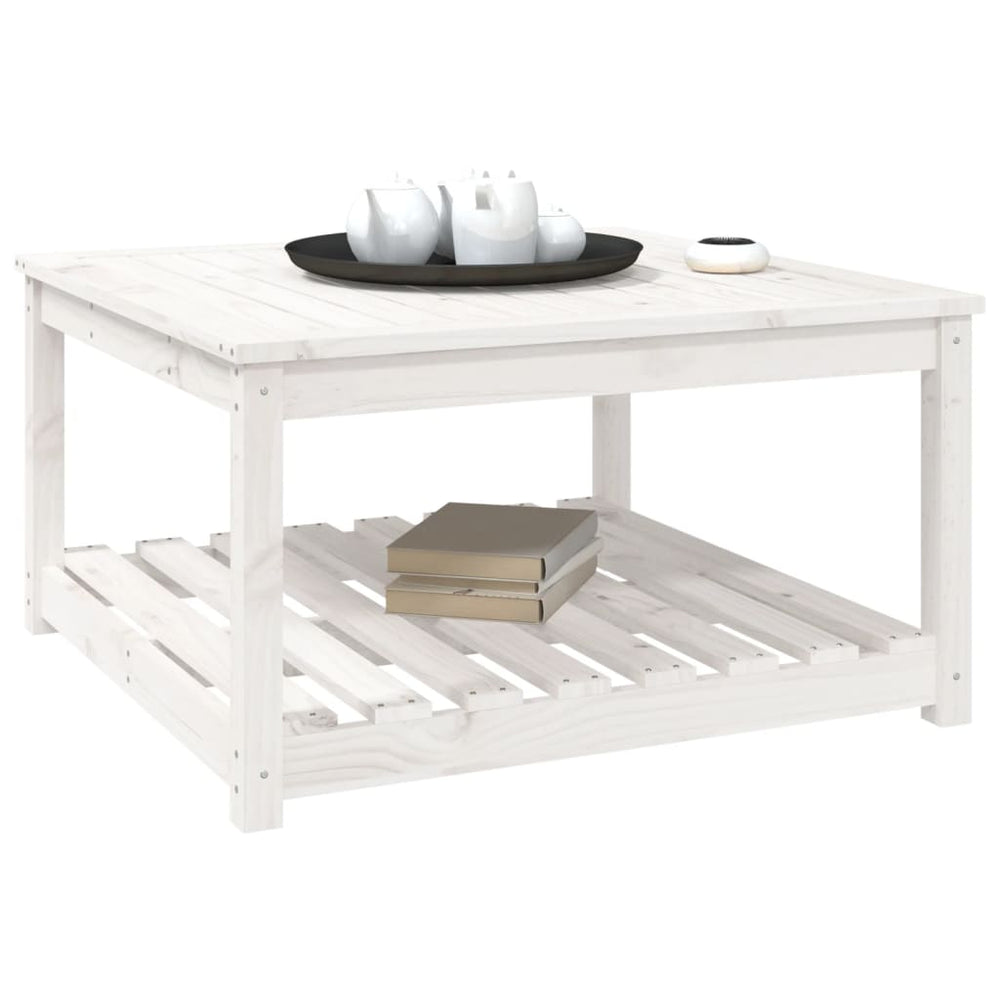 Tuintafel 82,5x82,5x45 cm massief grenenhout wit MeubelReus