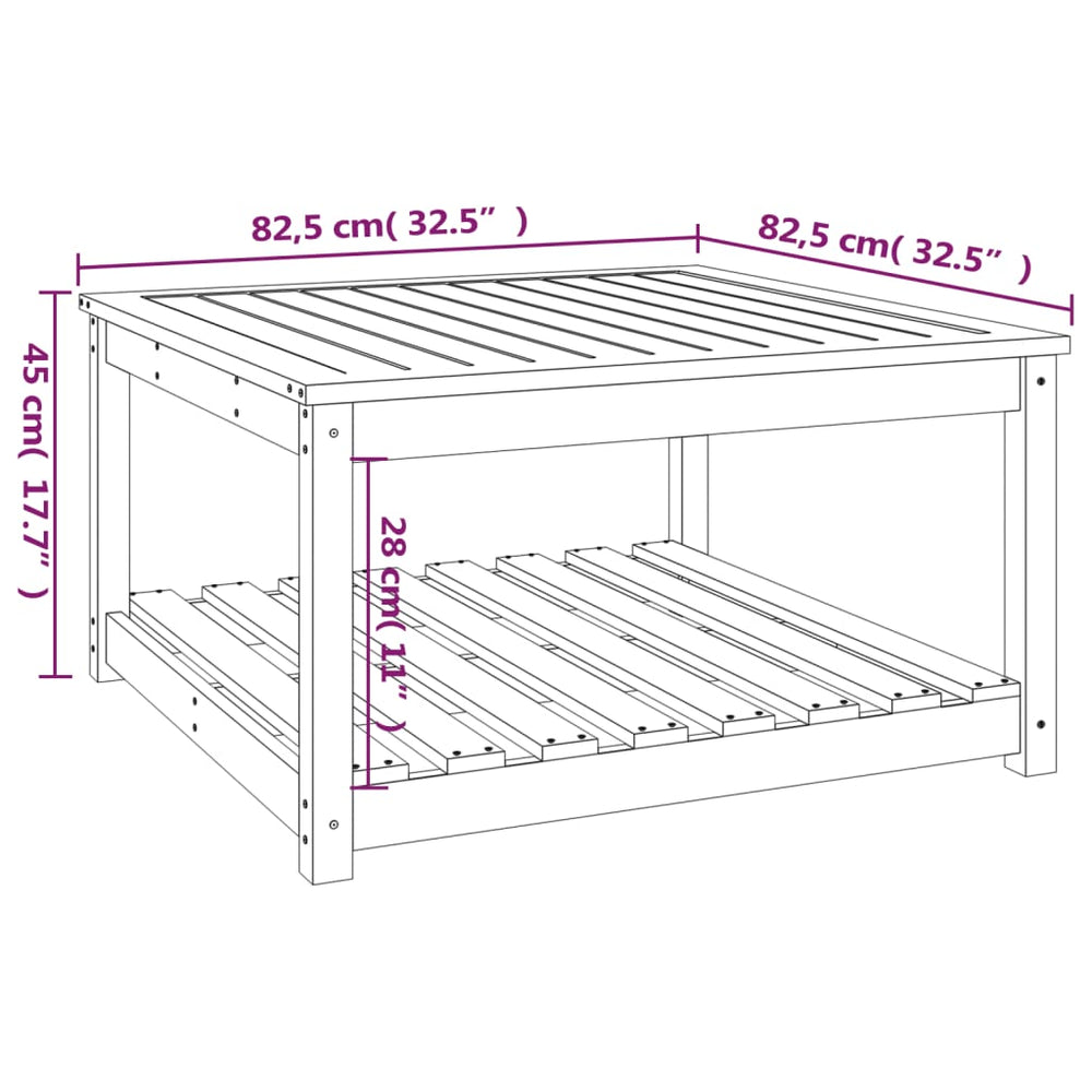 Tuintafel 82,5x82,5x45 cm massief grenenhout wit MeubelReus