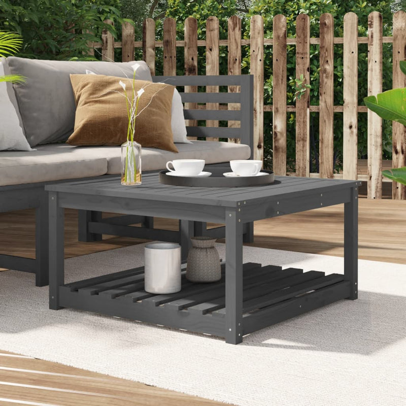 Tuintafel 82,5x82,5x45 cm massief grenenhout grijs MeubelReus