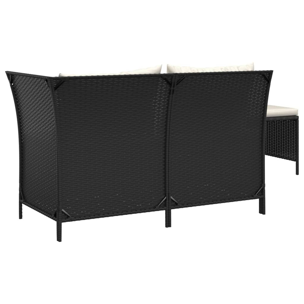 3-delige Loungeset met kussens poly rattan zwart MeubelReus