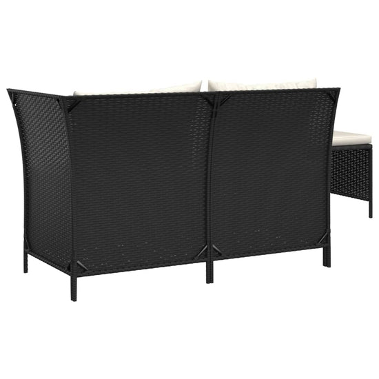 3-delige Loungeset met kussens poly rattan zwart MeubelReus