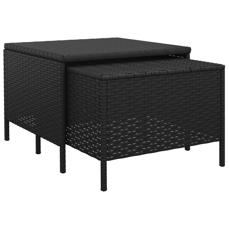 3-delige Loungeset met kussens poly rattan zwart MeubelReus