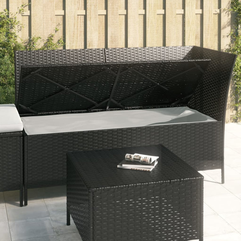 3-delige Loungeset met kussens poly rattan zwart MeubelReus