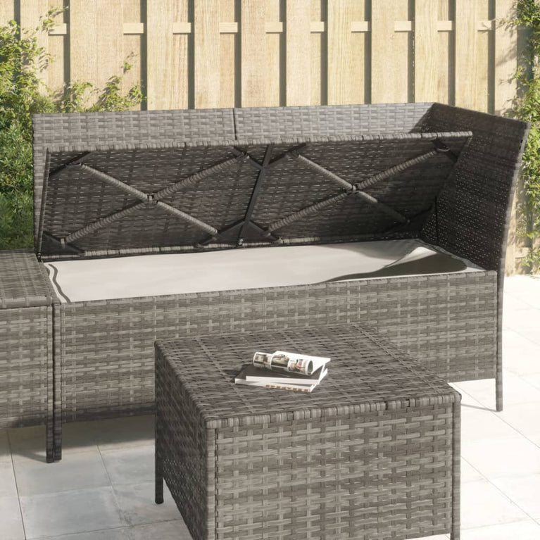 3-delige Loungeset met kussens poly rattan grijs MeubelReus