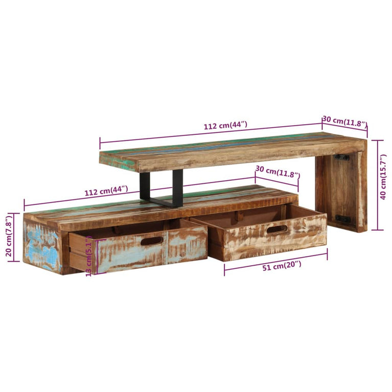 Tv-meubel massief gerecycled hout MeubelReus
