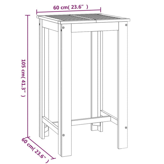 Tuinbartafel 60x60x105 cm massief acaciahout MeubelReus