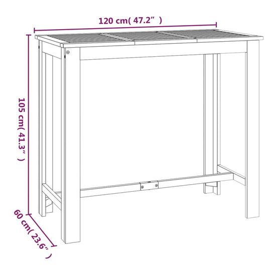 Tuinbartafel 120x60x105 cm massief acaciahout MeubelReus