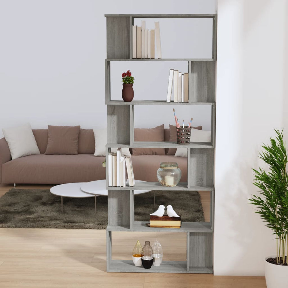 Boekenkast/kamerscherm 80x24x192 cm bewerkt hout grijs sonoma MeubelReus