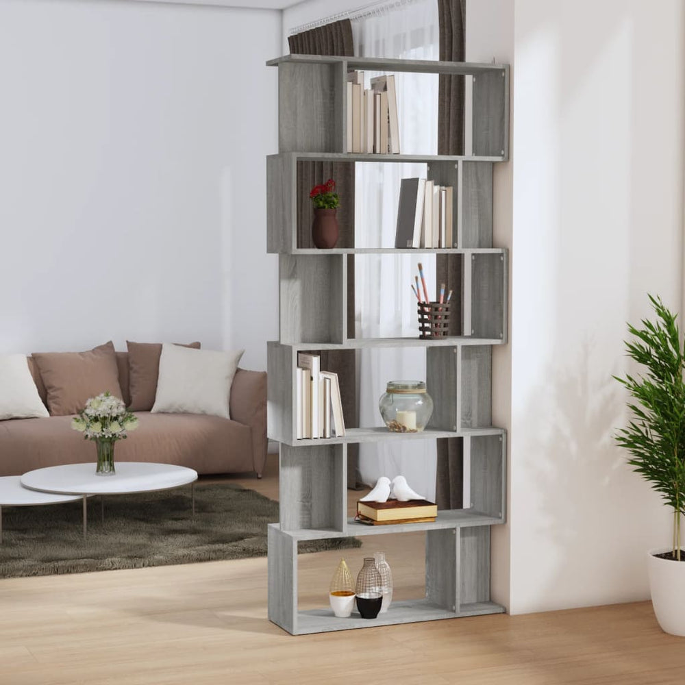 Boekenkast/kamerscherm 80x24x192 cm bewerkt hout grijs sonoma MeubelReus
