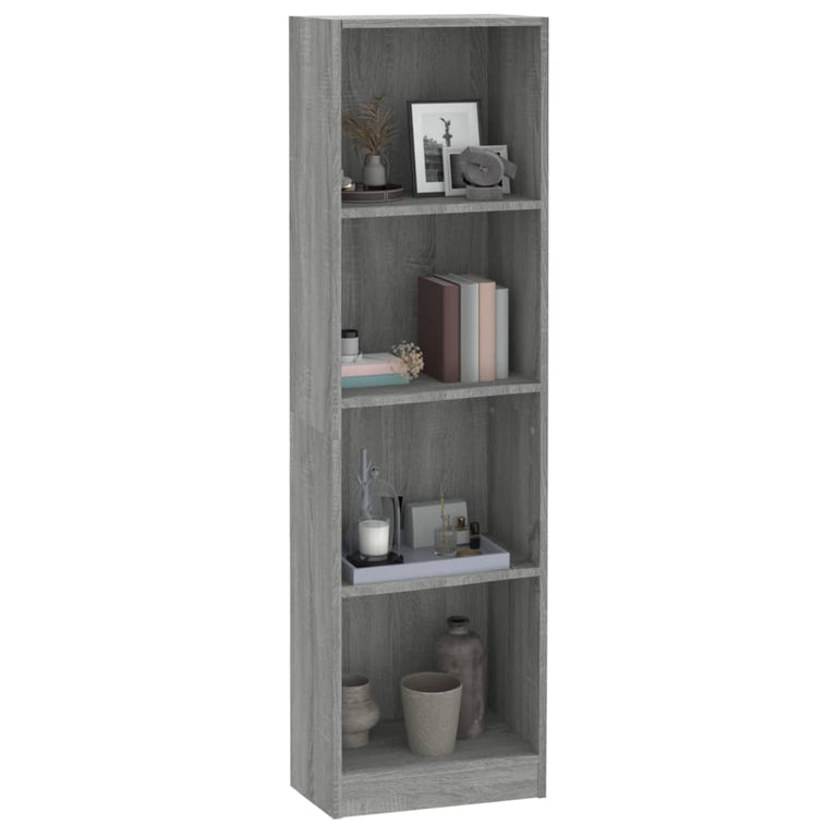 Boekenkast 4 schappen 40x24x143 cm bewerkt hout grijs sonoma MeubelReus