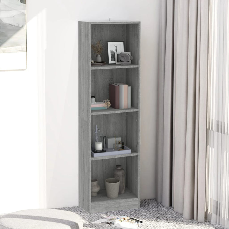 Boekenkast 4 schappen 40x24x143 cm bewerkt hout grijs sonoma MeubelReus