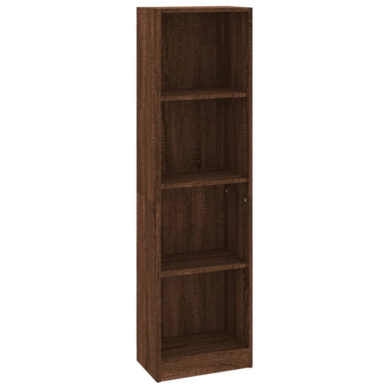 Boekenkast met 4 schappen 40x24x143 cm bewerkt hout bruineiken MeubelReus