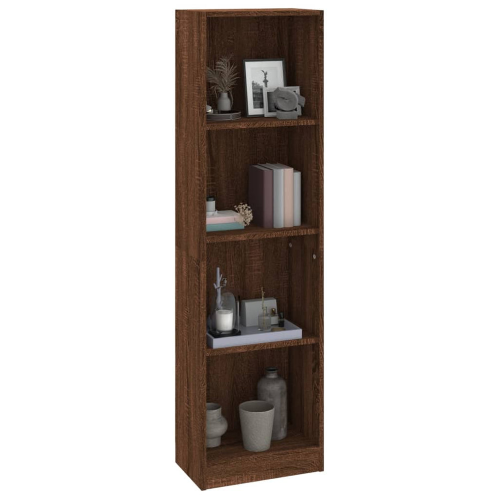 Boekenkast met 4 schappen 40x24x143 cm bewerkt hout bruineiken MeubelReus