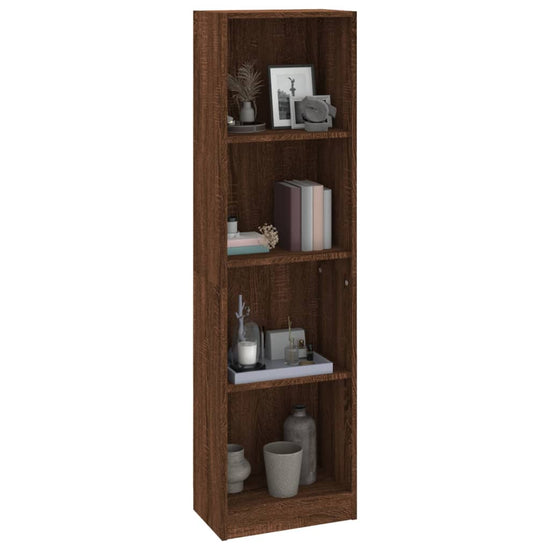 Boekenkast met 4 schappen 40x24x143 cm bewerkt hout bruineiken MeubelReus
