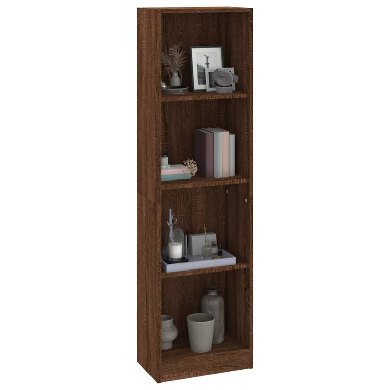 Boekenkast met 4 schappen 40x24x143 cm bewerkt hout bruineiken MeubelReus