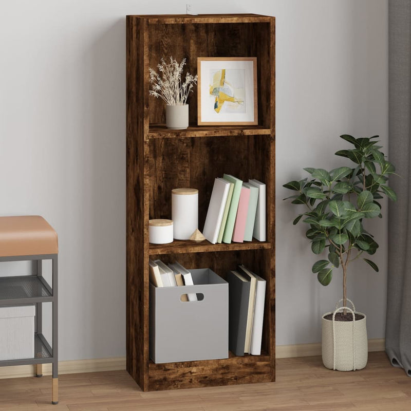 Boekenkast 3-laags 40x24x109 cm bewerkt hout gerookt eikenkleur MeubelReus
