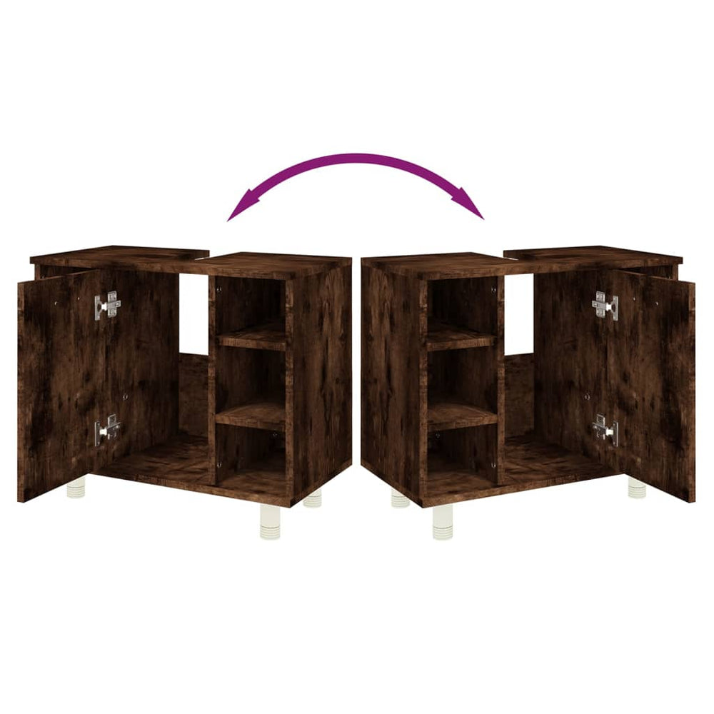 Badkamerkast 60x32x53,5 cm bewerkt hout gerookt eikenkleurig MeubelReus