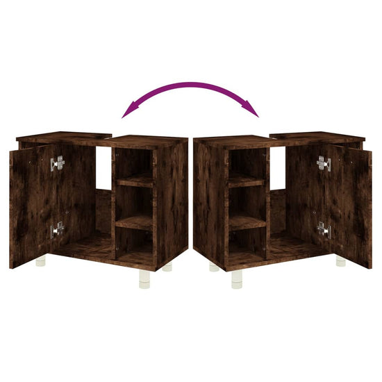 Badkamerkast 60x32x53,5 cm bewerkt hout gerookt eikenkleurig MeubelReus