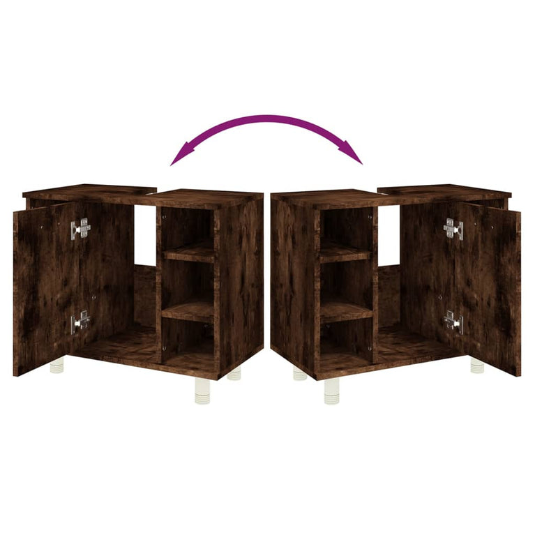 Badkamerkast 60x32x53,5 cm bewerkt hout gerookt eikenkleurig MeubelReus