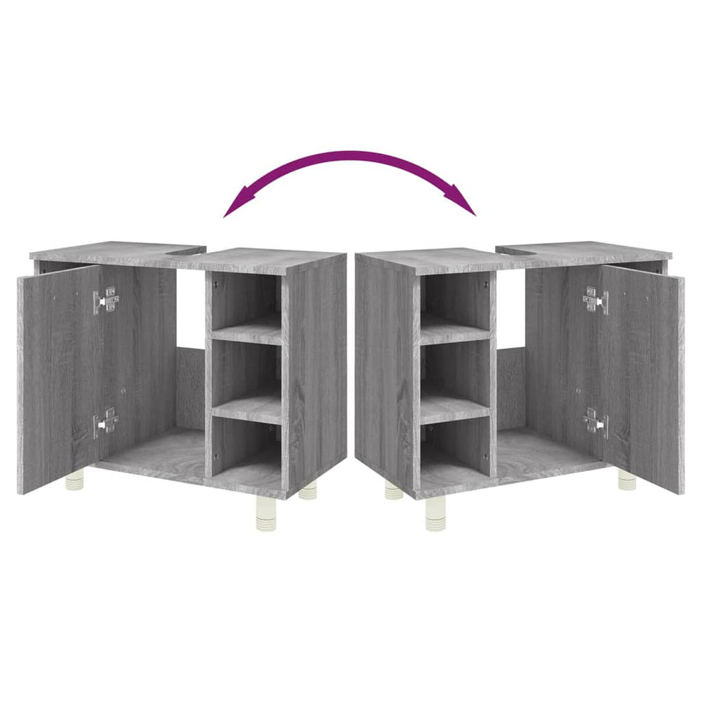 Badkamerkast 60x32x53,5 cm bewerkt hout grijs sonoma eikenkleur MeubelReus