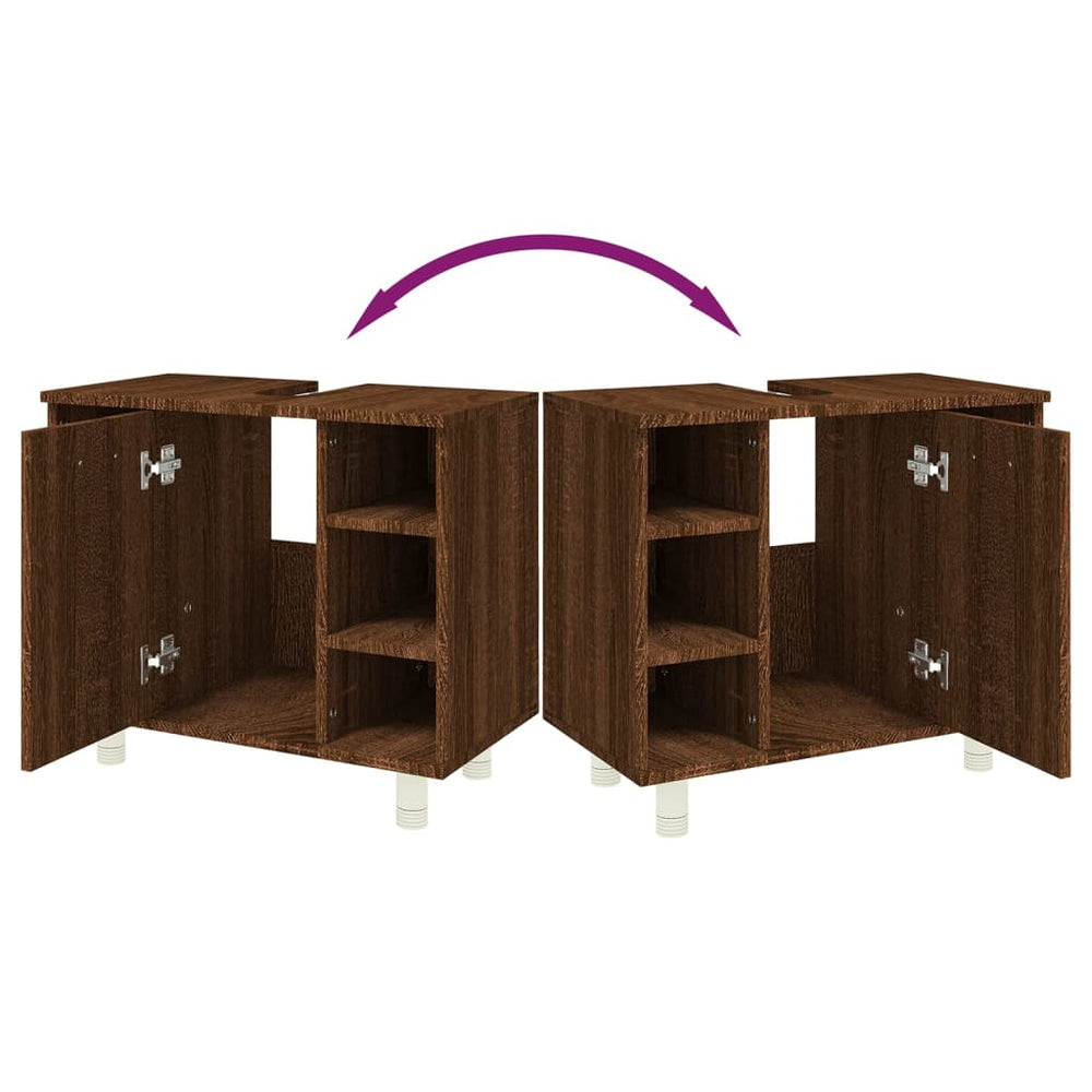 Badkamerkast 60x32x53,5 cm bewerkt hout bruin eikenkleur MeubelReus