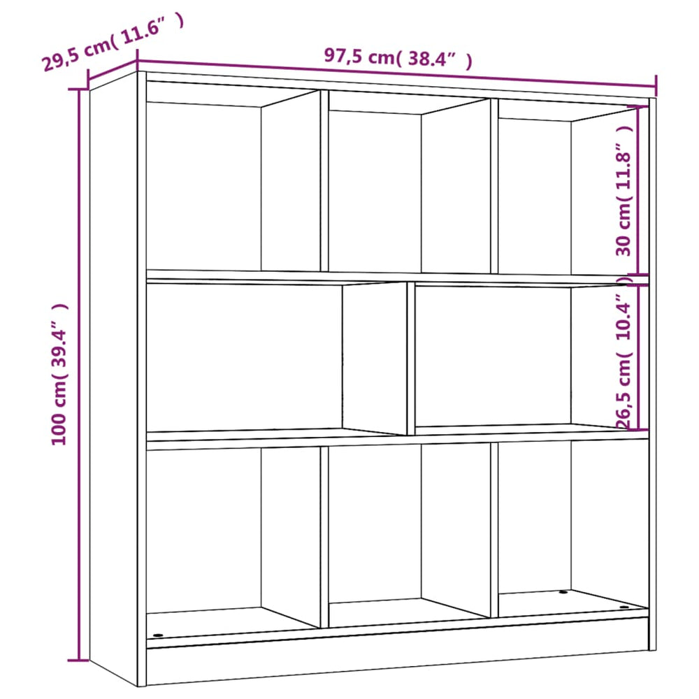 Boekenkast 97,5x29,5x100 cm bewerkt hout grijs sonoma eiken MeubelReus