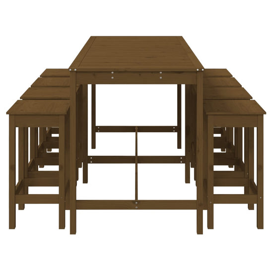 9-delige Tuinbarset massief grenenhout honingbruin MeubelReus