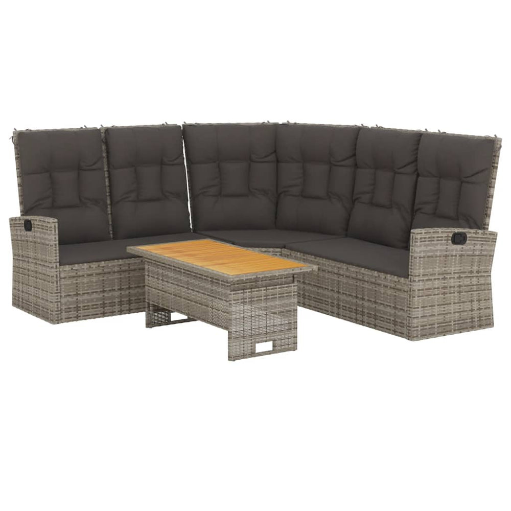 2-delige Loungeset met kussens poly rattan grijs MeubelReus