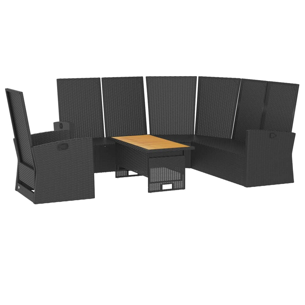 3-delige Loungeset met kussens poly rattan zwart MeubelReus
