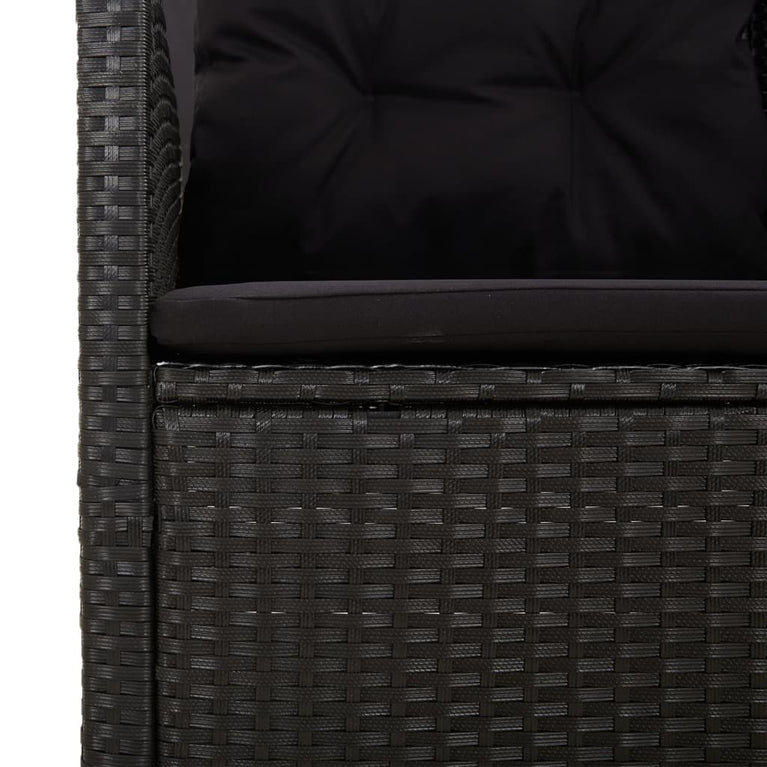 3-delige Loungeset met kussens poly rattan zwart MeubelReus