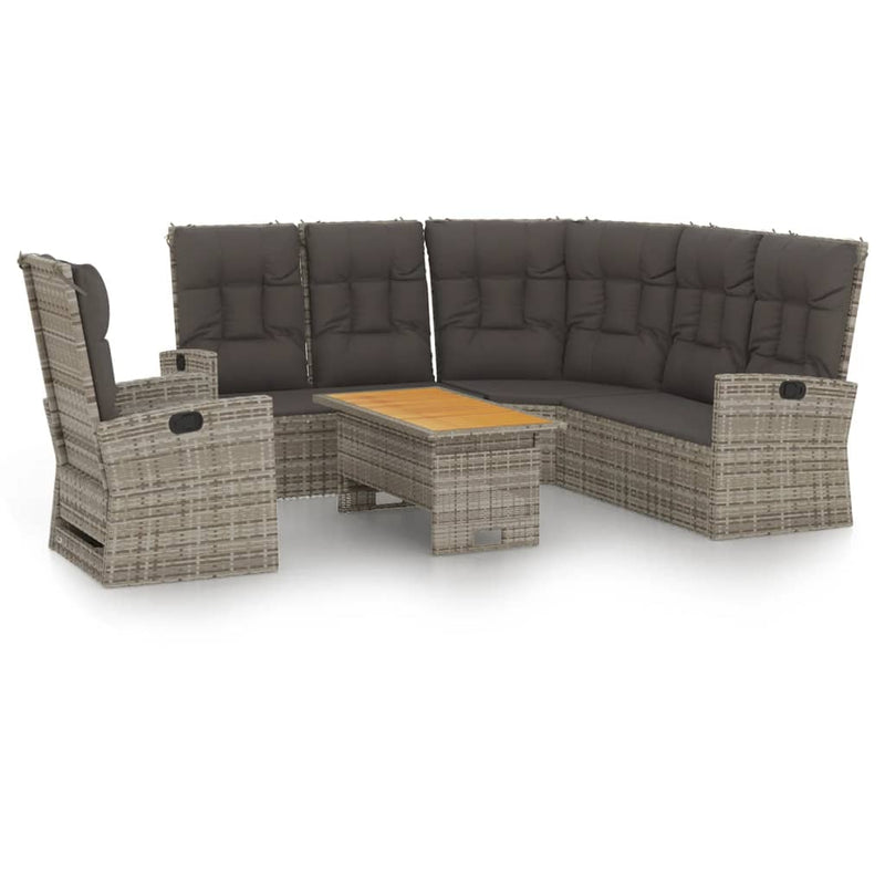 3-delige Loungeset met kussens poly rattan grijs MeubelReus