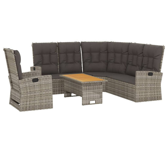 3-delige Loungeset met kussens poly rattan grijs MeubelReus