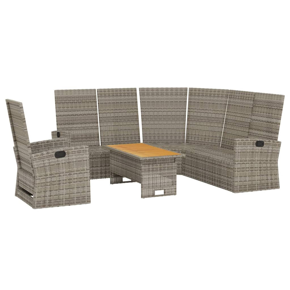 3-delige Loungeset met kussens poly rattan grijs MeubelReus