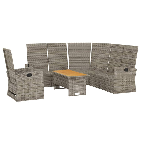3-delige Loungeset met kussens poly rattan grijs MeubelReus
