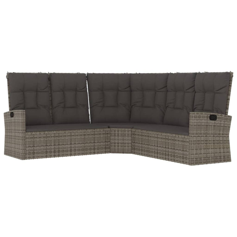 3-delige Loungeset met kussens poly rattan grijs MeubelReus