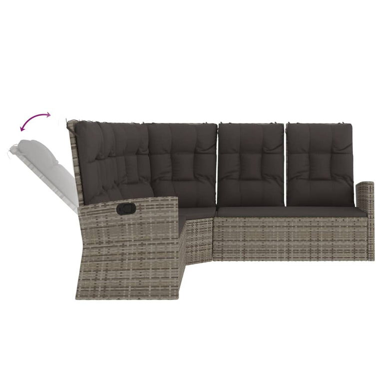 3-delige Loungeset met kussens poly rattan grijs MeubelReus