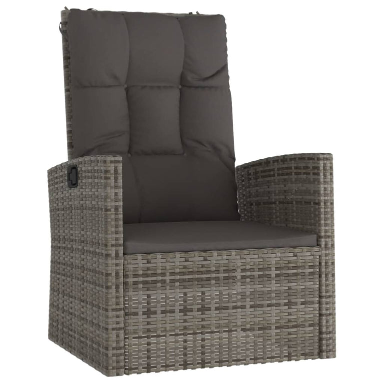 3-delige Loungeset met kussens poly rattan grijs MeubelReus
