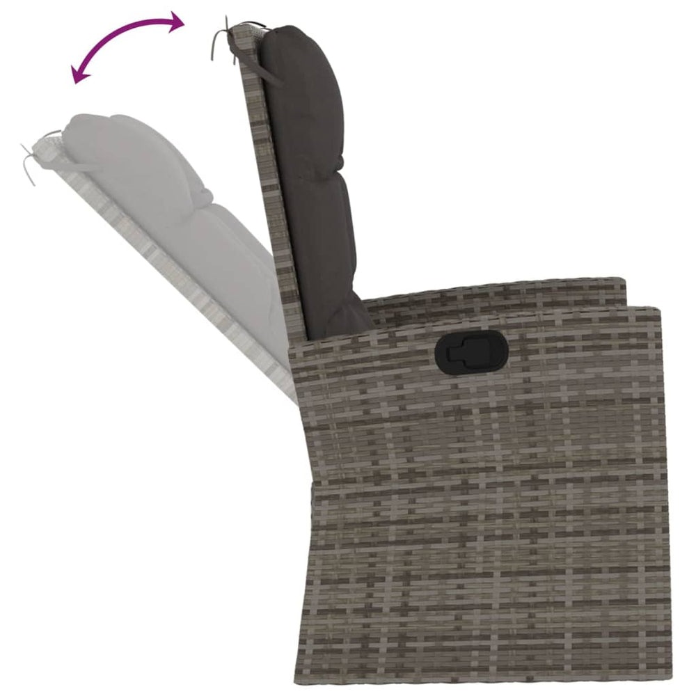 3-delige Loungeset met kussens poly rattan grijs MeubelReus