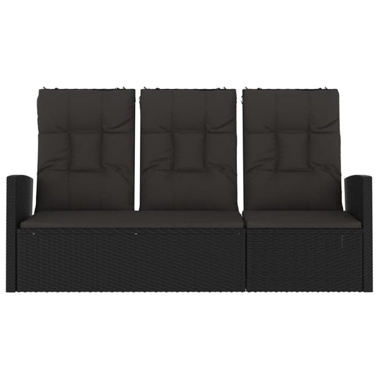 Tuinbank verstelbaar met kussens 173 cm poly rattan zwart MeubelReus