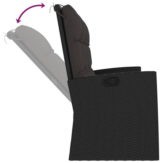 Tuinbank verstelbaar met kussens 173 cm poly rattan zwart MeubelReus