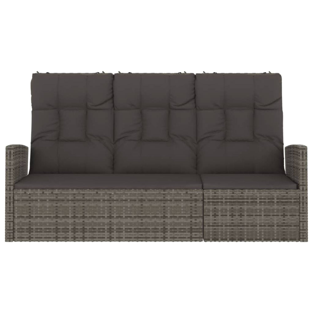 Tuinbank verstelbaar met kussens 173 cm poly rattan grijs MeubelReus