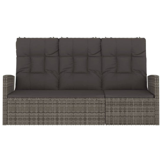 Tuinbank verstelbaar met kussens 173 cm poly rattan grijs MeubelReus