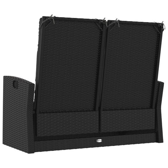 Tuinbank verstelbaar met kussens 118 cm poly rattan zwart MeubelReus